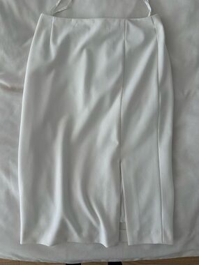 ANTONIO MELANI White Pencil Skirt with Front Slit Detail